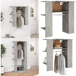 vidaXL Halmeubel 97,5x37x99 cm bewerkt hout betongrijs - Gangkast - Gangkasten - Gangmeubel - Gangkast