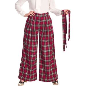 Banned Wijde broek -XL- Winter Check Rood