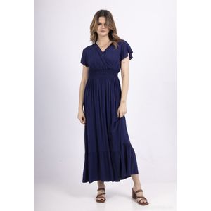 Lange dames jurk Jane effen motief donkerblauw navy Maat S