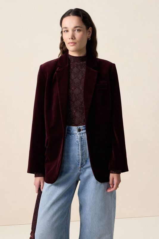 Sissy-Boy - Donkerrode velvet blazer