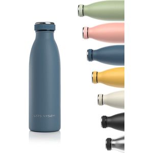 LARS NYSØM - 'Ren' Roestvrijstalen drinkfles 500ml - BPA-vrij geïsoleerde waterfles 0,5 Liter - Blue Stone