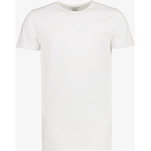 Unsigned heren T-shirt extra lang met ronde hals - Wit - Maat M