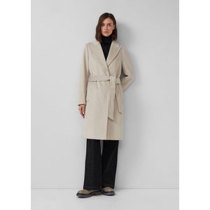 s.Oliver BLACK LABEL - Lange Wollen Jas - Regular Fit - Effen - Met Tailleriem