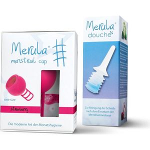 Merula menstruatie cup + Merula douche - strawberry roze