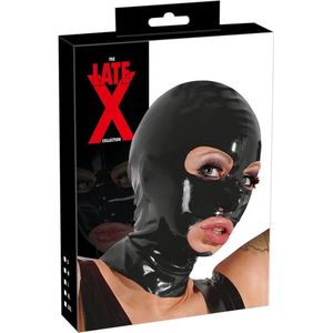 Late X – Latex Hoofdmasker Glanzend met Openingen en Anatomische Pasvorm -  Zwart