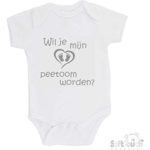100% katoenen Romper ""Wil je mijn peetoom worden?"" Unisex Katoen Wit/grijs Maat 62/68