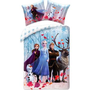 Disney - Frozen Dekbedovertrek - Blauw - 140 x 200 cm + 50 x 70 cm - Katoen