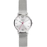 ZINZI Lady horloge zilvergekleurde wijzerplaat en kast stalen mesh band 28mm extra dun ZIW602M