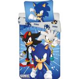 Sonic - Dekbedovertrek - Blauw - Shadow & Silver - 140 x 200 cm + 70 x 90 cm - Polyester