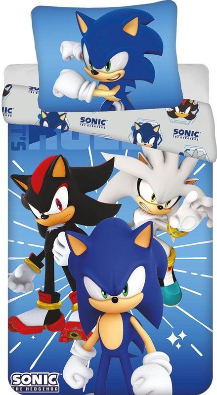 Sonic - Dekbedovertrek - Blauw - Shadow & Silver - 140 x 200 cm + 70 x 90 cm - Polyester
