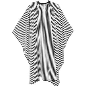 Kapperscape met Drukknopen - Verstelbare Hals voor Vrouwen en Mannen - Kapsalon Accessoires in Zwart-Wit Gestreept