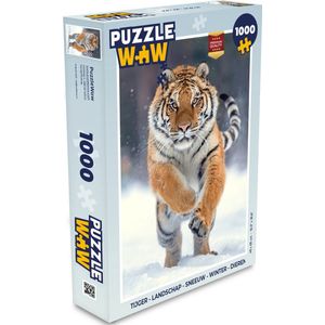 Puzzel Tijger - Landschap - Sneeuw - Winter - Dieren - Legpuzzel - Puzzel 1000 stukjes volwassenen