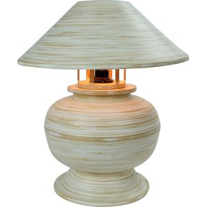 Fine Asianliving Bamboe Tafellamp Spiraal Handgemaakt Wit D37xH40cm
