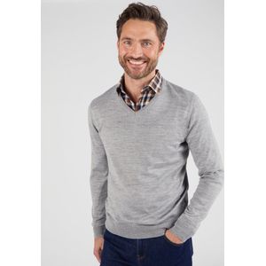 Damart - Klassieke V-hals trui van wol - Heren - Grijs - (86-93) S
