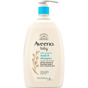 Aveeno Baby Daily Moisture Wash & Shampoo, Oat Extract, Havermout, 976ml