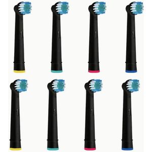 Vervangende Opzetborstels voor Oral-B - Zwart – 8 stuks – Zachte Borstels – Compatibel met gangbare Oral-B modellen