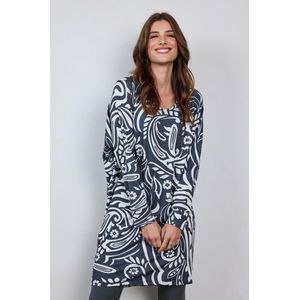 DIDI Dames Comfy loose dress in dark shadow with Grandeur print maat 48