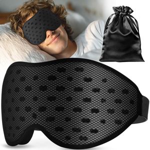 100% lichtdicht, ademend slaapmasker voor heren en vrouwen, 2025 Edition, 3D slaapbril, ultralicht en comfortabel, met opbergtas, voor reizen, vliegtuig, nachtdienst, zwart