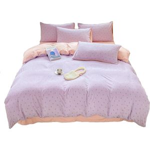 100% polyester beddengoedset - lichtroze violet kersenmodel - praktische ritssluiting - dekbedovertrek 150 x 200 cm - laken 200 x 230 cm - 2 kussenslopen