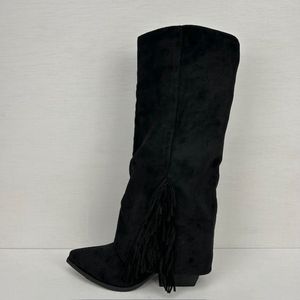 Gave cowboylaarzen met flap en franjes zwart Zwart / 38