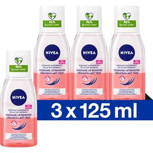 NIVEA Verzorgende Oogmake-up Remover - Geschikt voor waterproof make-up - Gezichtsreiniger Met Vitamine C - 3x125 ml
