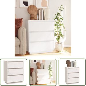 The Living Store Dressoir 60x34x75 cm massief grenenhout wit - Dressoir - Bijzettafel - Grenshouten Meubilair - Witte Kast - Salontafel