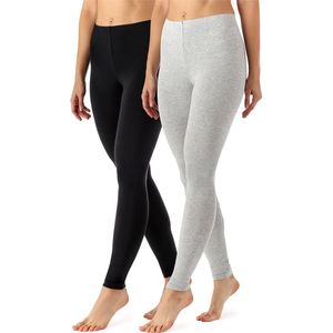 Merry Style MS-MS10-143-LE-2Pack Dames Leggings - Sport - Vrijetijdsbroek 2 Pak - Lang - Viscose - Sporbroek - Yogabroek - Zwart/Gemêleerd - M