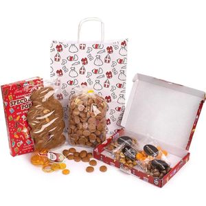 Sinttas met Bakey kruidnoten (500 gram), kruidnootjes proefpakket, munten en speculaaspop