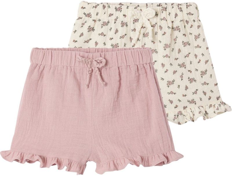 Bermuda's - Set van 2 Geboorteshorts - 1 Effen en 1 Bedrukt - Katoen