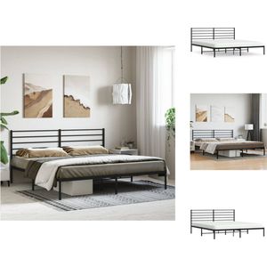 vidaXL Bedframe Klassiek - Metalen Constructie - Metalen Latten - Extra Opbergruimte - Comfortabele Ondersteuning - Zwart - 207 x 187 x 90 cm - Bed