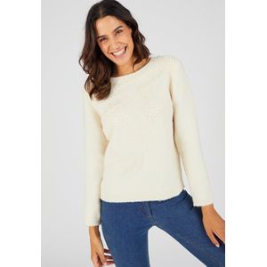 Damart - Trui in bouclette-breis met reliëf - Dames - Beige - L