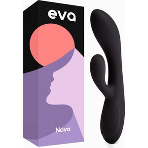 Eva® Nova - Intens Dubbel Plezier Vibrator - Diepgaande Clitoris en G-spot Stimulatie - Whisper-Stil & Discreet - Perfect voor Vrouwen & Koppels - Stijlvol Rabbit Design - Seksspeeltjes - Premium Dildo - Sex Toys | Betoverend Obsidian Zwart