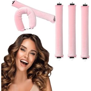 Heatless Curls - Haarrollers -Met haak- Roze - 3 stuks