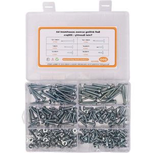 200 Stuks Ronde Kop Kruis Schroeven - Koolstofstaal - Zelftapper Schroeven - Assortiment Kit - Houtbewerking en Niet-metalen .