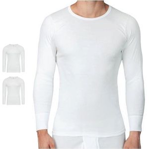 Heren Shirt met Lange Mouwen - Set van 2, S - 4XL, Fijn Geribbeld Katoen-Polyester Mix