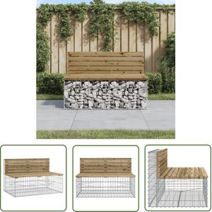 The Living Store Tuinbank schanskorfontwerp 103x70x65 cm geïmpregneerd hout - Tuinbank - Houten Tuinbank - Gabion Tuinbank - Terrasbank - Balkonbank