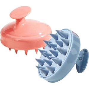 Haarmassageborstel, 2 stuks, siliconen kam, verzorging, haarwortel voor peeling en hoofdmassage, hoofdhuid massageborstel, shampoo borstel stimuleert de haargroei (blauw)