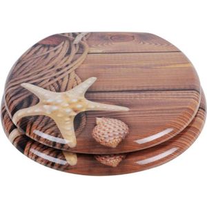 Antibacteriële Toiletbril - Softclose - Marine Hout - 43.8x37.8 cm
