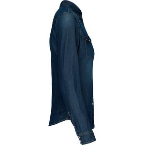 Blouse Dames XL Kariban Lange mouw Blue Jean 100% Katoen