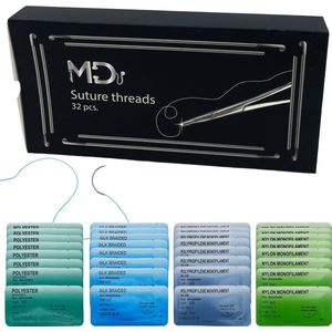Meducatie Hechtdraden - 32 stuks voor hechtset - Polypropyleen - Nylon - Polyester - Zijde - 2/0 tm 5/0