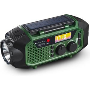Camry CR 1919 Noodradio op Zonne-energie – Bluetooth 5.0 – Powerbank 4000 mAh – Solar powerbank - Radio op batterijen - FM/AM/SW – Dynamo & USB-C – Zaklamp – SOS Functie – Zwart