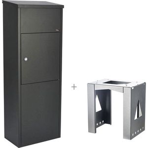 Allux 600 Pakketbrievenbus zwart met statief