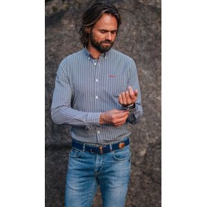 NZA - Blauw katoenen stretch overhemd - Brave Blue
