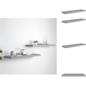 vidaXL Wandplanken - Grijs - 90 x 23.5 x 3.8 cm - Hoogwaardig honingraat MDF en metaal - Set van 2 - Wandsteun