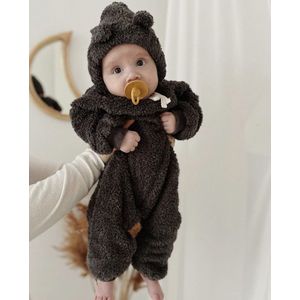 Teddy Romper Long Grijs 6-9 - romper - teddy - rompers - rompertje - rompertjes - baby born kleertjes - baby born - rompertjes baby - baby pakje - teddy romper - baby kleding meisje - baby kleding jongens - baby kleding unisex - Romper lange mouw