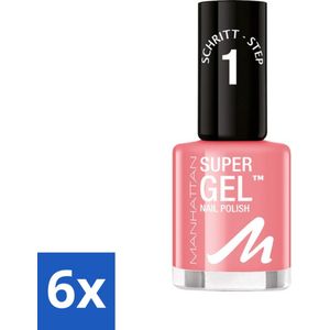 MANHATTAN Cosmetics - Gel Nagellak - Super 240 Pop Princess Pink - Glanzend & Langdurig - 12 ml - Voordeelverpakking - 6 stuks