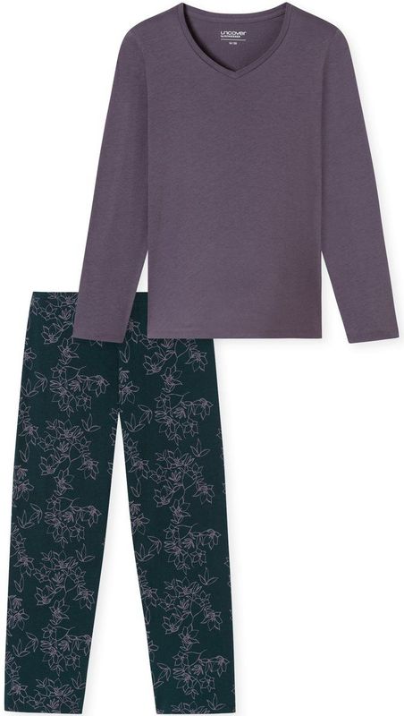 SCHIESSER - UNCOVER - Pyjama - Blauw - Katoen - 2-delig - Lange Mouwen - Ademend