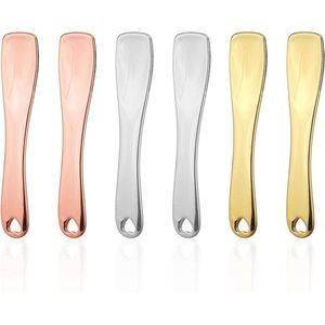 Nordivar - Mini metalen make-up spatel set voor huidverzorging - Herbruikbare cosmetische lepel - Opbergdoos in goud, zilver en roze
