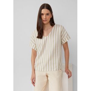 s.Oliver - T-Shirt - V-hals - Zacht - Jersey Stofmix met Linnen