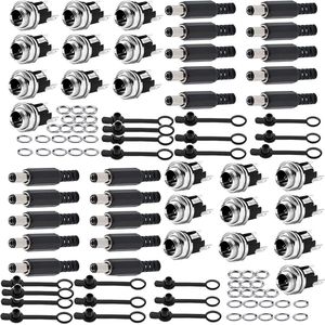 100 stuks DC holle stekkerbus set 55 x 21 mm 55 x 25 mm - Soldeeraansluiting laagspanningsconnector met rubberen beschermkleppen voor audio/video/mobiele telefoon